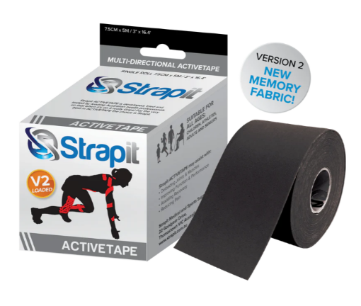 Attēls ACTIVETAPE 7,5CM x 5M – MELNA STRAPIT